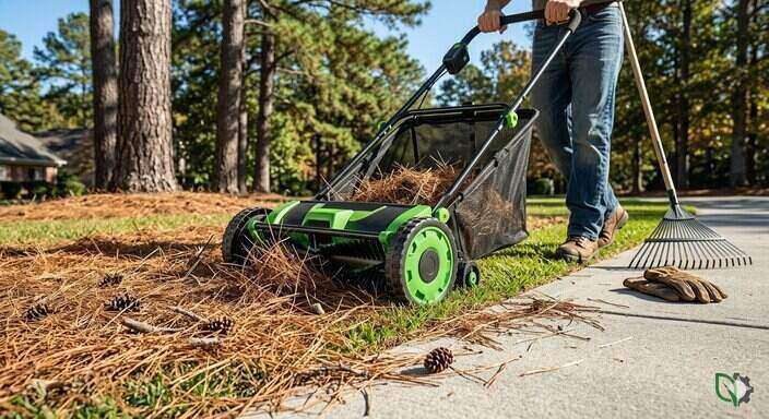Will a Push Lawn Sweeper Pick Up Thick Pine Needles